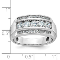 IBGoodman 14k White Gold Men's Polished and Satin 3-Row 1 1/4 Carat AA Quality Diamond Ring-B64046-4WAA