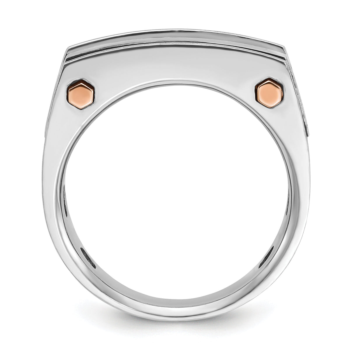 14k Two Tone w/ Blk RH 1 ct Lab Grown Dia VS/SI+ G+ 5 Stone Comp Men's Ring-B64049