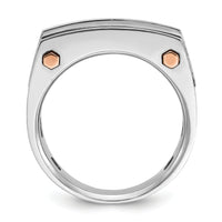 14k Two Tone w/ Blk RH 1 ct Lab Grown Dia VS/SI+ G+ 5 Stone Comp Men's Ring-B64049