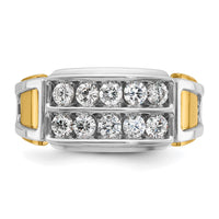 IBGoodman 14k Two-tone Men's Polished and Cut-Out 2-Row 1 Carat AA Quality Diamond Ring-B64053-4WYAA