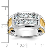 IBGoodman 14k Two-tone Men's Polished and Cut-Out 2-Row 1 Carat AA Quality Diamond Ring-B64053-4WYAA