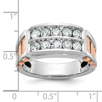 IBGoodman 14k White and Rose Gold Men's Polished and Cut-Out 2-Row 1 Carat AA Quality Diamond Ring-B64054-4WRAA