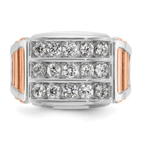 14k Two Tone 1 5/8 ct Lab Grown Diamond VS/SI+ G+ Comp 3-Row Men's Ring-B64055
