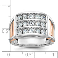 IBGoodman 14k White and Rose Gold Men's Polished and Cut-Out 3-Row 1 1/5 Carat AA Quality Diamond Ring-B64055-4WRAA