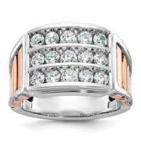 14k Two Tone 1 5/8 ct Lab Grown Diamond VS/SI+ G+ Comp 3-Row Men's Ring-B64055