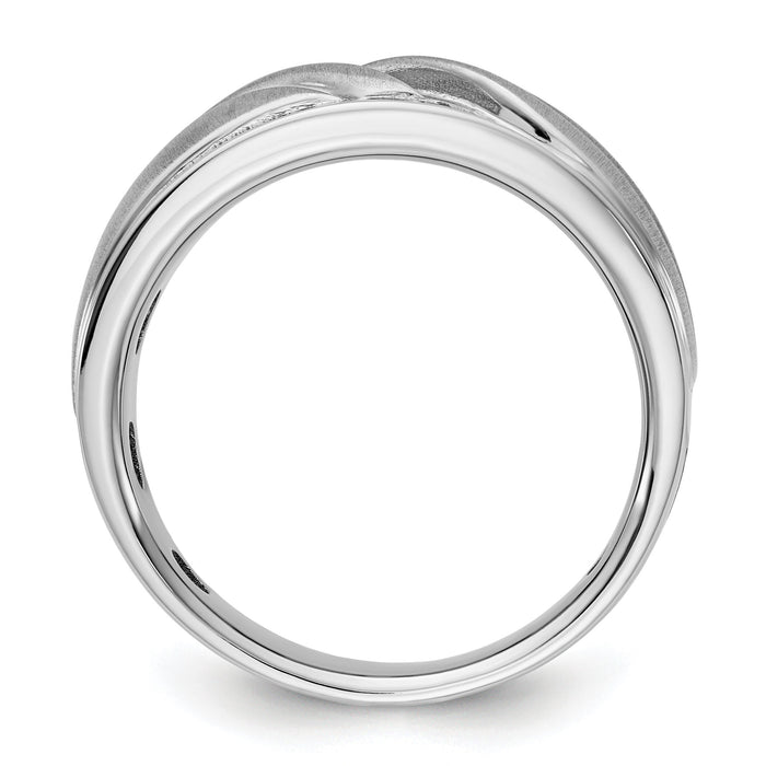 IBGoodman 14k White Gold Polished/Grooved Men's Ring Mounting-B64056