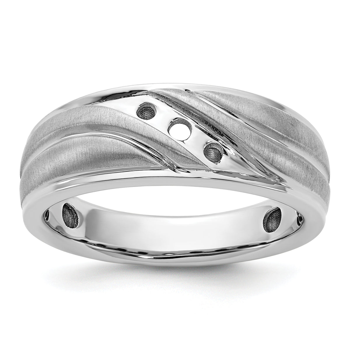 IBGoodman 14k White Gold Polished/Grooved Men's Ring Mounting-B64056-4W