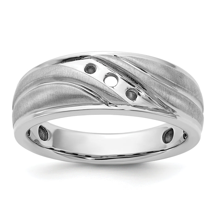 IBGoodman 14k White Gold Polished/Grooved Men's Ring Mounting-B64056-4W