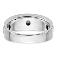 IBGoodman 14k White Gold Men's Polished Satin and Grooved 3-Stone 1/3 Carat AA Quality Diamond Ring-B64056-4WAA