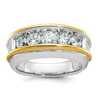 IBGoodman 14k Two-tone Men's Polished 5-Stone 1 1/5 Carat AA Quality Diamond Ring-B64060-4WYAA