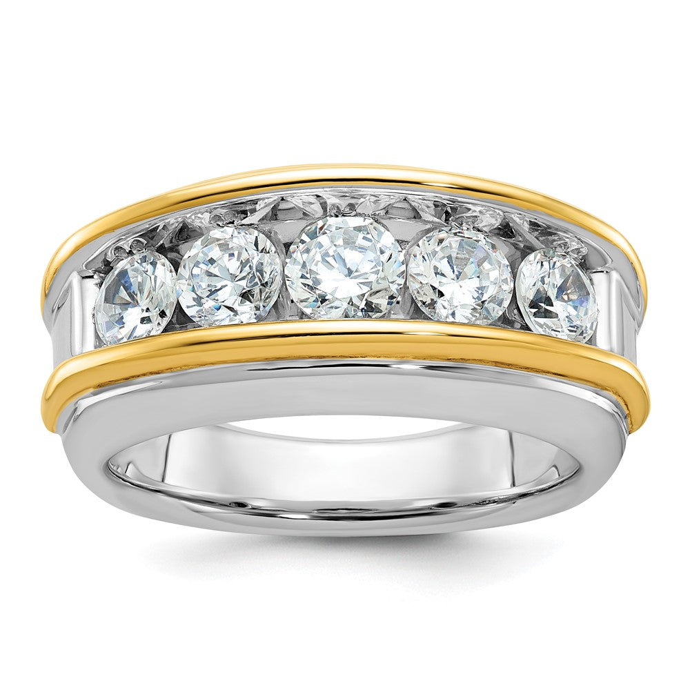 IBGoodman 14k Two-tone Men's Polished 5-Stone 2 Carat AA Quality Diamond Ring-B64061-4WYAA