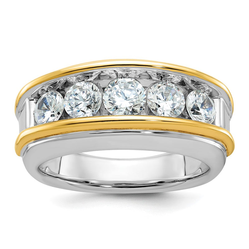 IBGoodman 14k Two-tone Men's Polished 5-Stone 2 Carat AA Quality Diamond Ring-B64061-4WYAA