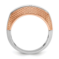 14k White & Rose Gold IBGoodman Men's Textured 5-Stone Diamond Ring-B64072