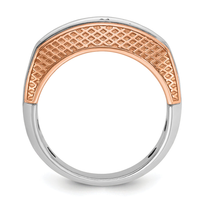 14k White & Rose Gold IBGoodman Men's Textured 5-Stone Diamond Ring-B64072