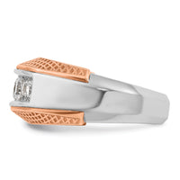 14k White & Rose Gold IBGoodman Men's Textured 5-Stone Diamond Ring-B64072