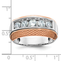 14k White & Rose Gold IBGoodman Men's Textured 5-Stone Diamond Ring-B64072