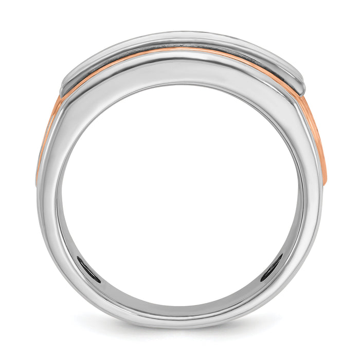 14k White/Rose Gold IBGoodman Men's Polished 5-Stone Diamond Ring-B64077