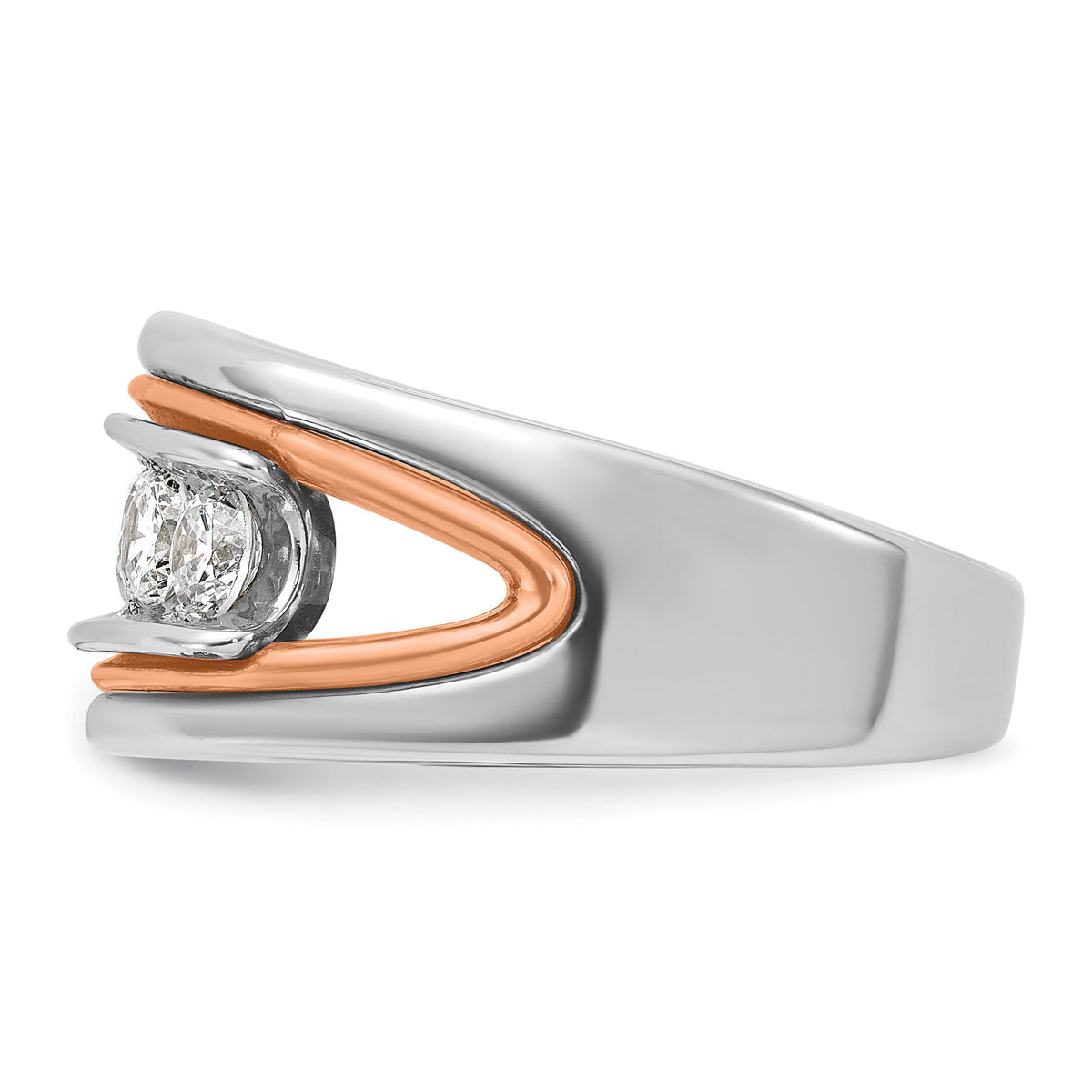 14k White/Rose Gold IBGoodman Men's Polished 5-Stone Diamond Ring-B64077