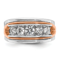 14k White/Rose Gold IBGoodman Men's Polished 5-Stone Diamond Ring-B64077