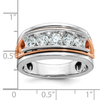 14k White/Rose Gold IBGoodman Men's Polished 5-Stone Diamond Ring-B64077