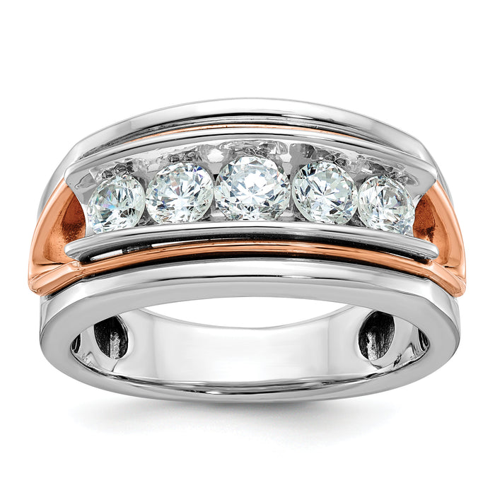 14k White/Rose Gold IBGoodman Men's Polished 5-Stone Diamond Ring-B64077