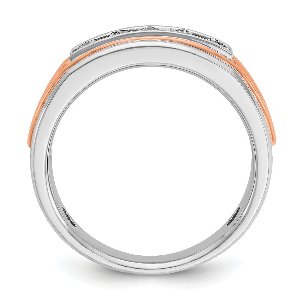 14k White/Rose Gold IBGoodman Men's Polished 5-Stone Diamond Ring-B64082