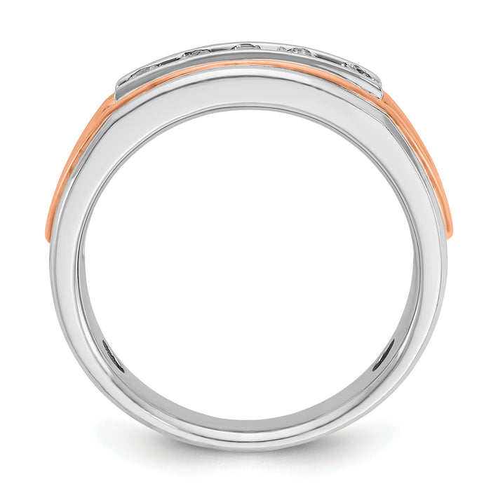 14k White/Rose Gold IBGoodman Men's Polished 5-Stone Diamond Ring-B64082
