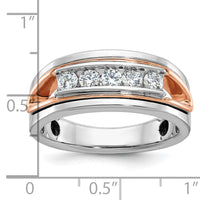 14k White/Rose Gold IBGoodman Men's Polished 5-Stone Diamond Ring-B64082