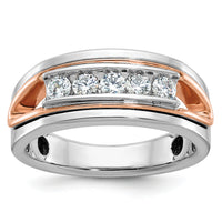 14k White/Rose Gold IBGoodman Men's Polished 5-Stone Diamond Ring-B64082
