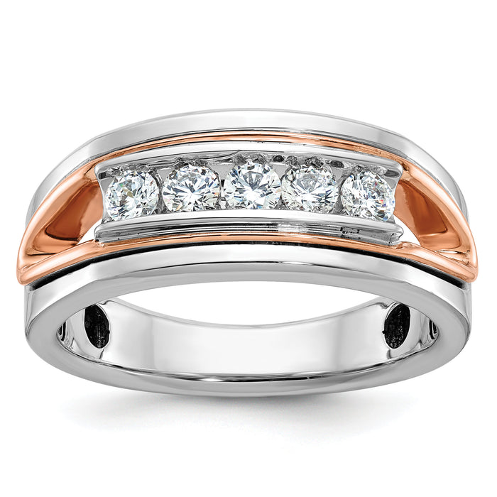 14k White/Rose Gold IBGoodman Men's Polished 5-Stone Diamond Ring-B64082