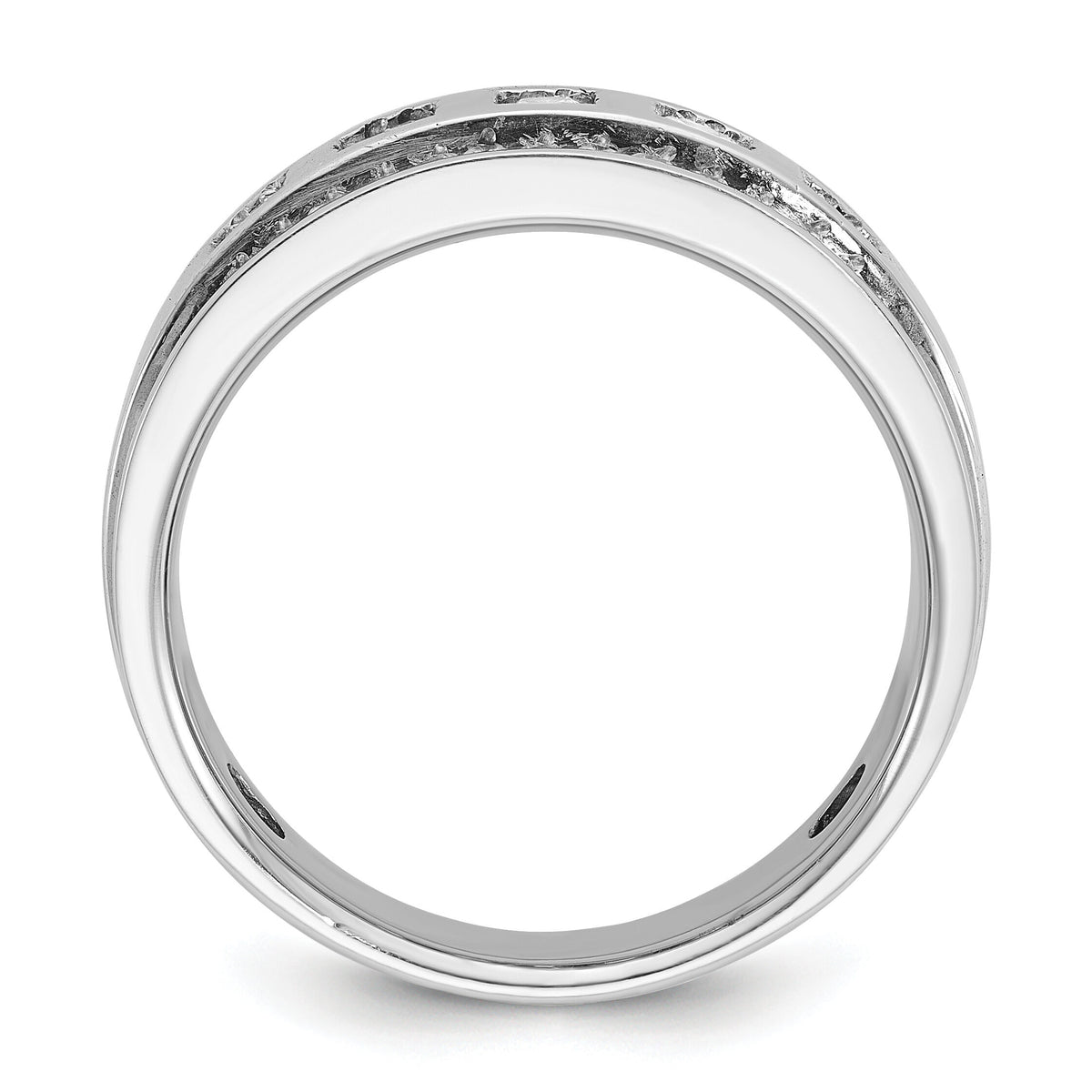 14kw IBGoodman Men's Polish/Grooved Square Diamond 5-Stone Ring-B64084