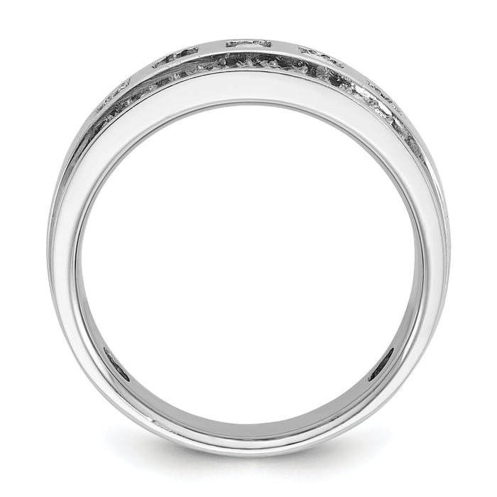 14kw IBGoodman Men's Polish/Grooved Square Diamond 5-Stone Ring-B64084