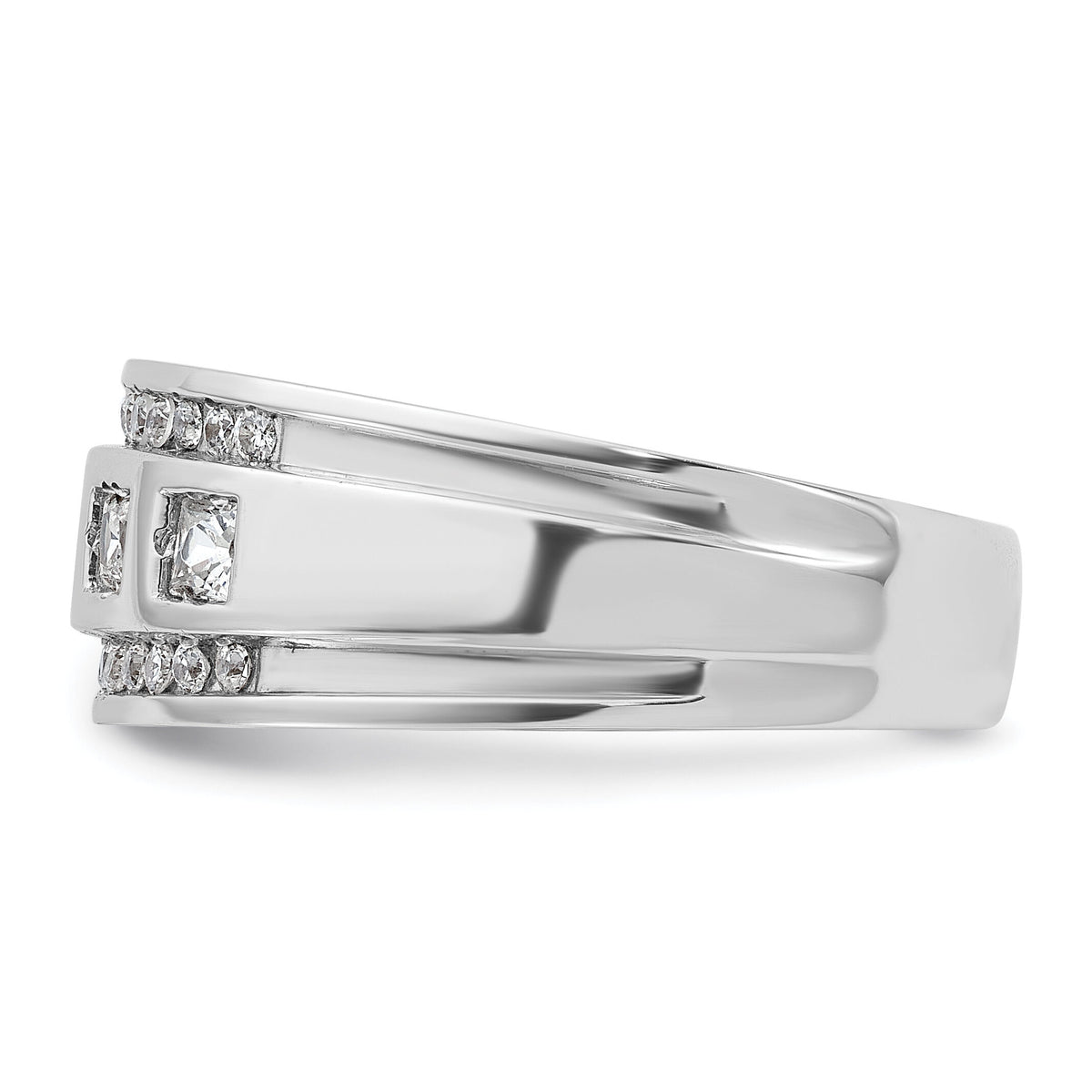 14kw IBGoodman Men's Polish/Grooved Square Diamond 5-Stone Ring-B64084