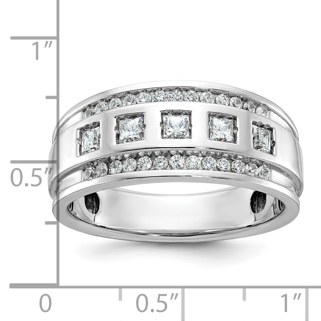 14kw IBGoodman Men's Polish/Grooved Square Diamond 5-Stone Ring-B64084