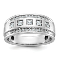 14kw IBGoodman Men's Polish/Grooved Square Diamond 5-Stone Ring-B64084