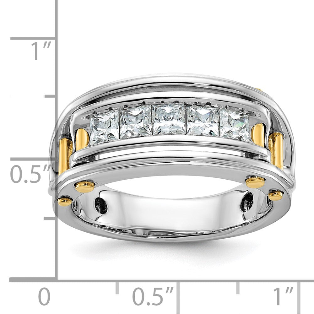 IBGoodman 14k Two-tone Men's Polished and Cut-Out 5-Stone 1 Carat AA Quality Square Diamond Ring-B64086-4WYAA