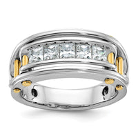 IBGoodman 14k Two-tone Men's Polished and Cut-Out 5-Stone 1 Carat AA Quality Square Diamond Ring-B64086-4WYAA