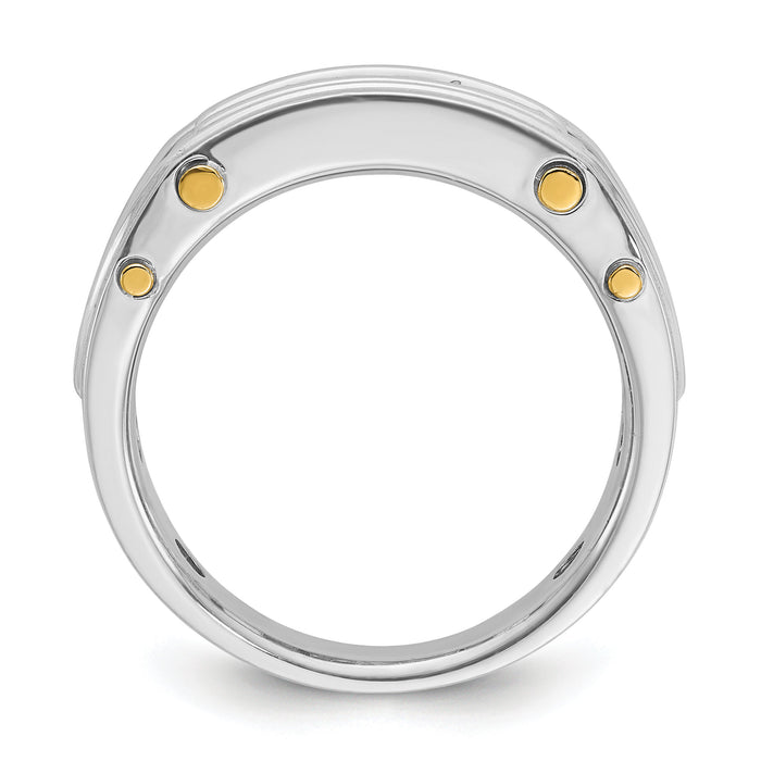 14k Two-tone 1/2 ct Lab Grown Diamond VS/SI+ G+ 5 Stone Comp Men's Ring-B64087