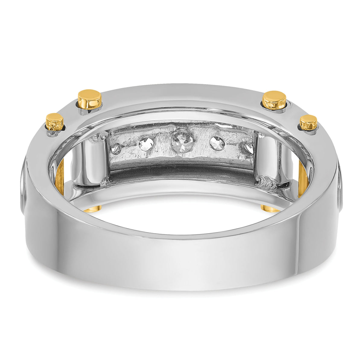 14k Two-tone 1/2 ct Lab Grown Diamond VS/SI+ G+ 5 Stone Comp Men's Ring-B64087