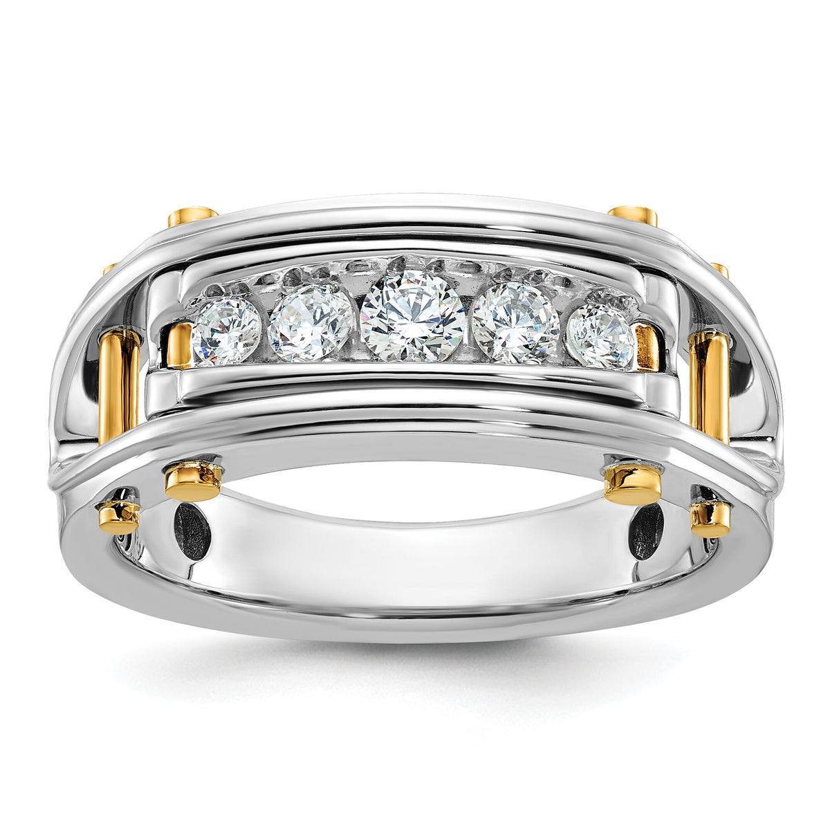 14k Two-tone 1/2 ct Lab Grown Diamond VS/SI+ G+ 5 Stone Comp Men's Ring-B64087