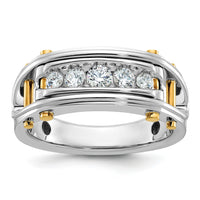 14k Two-tone 1/2 ct Lab Grown Diamond VS/SI+ G+ 5 Stone Comp Men's Ring-B64087