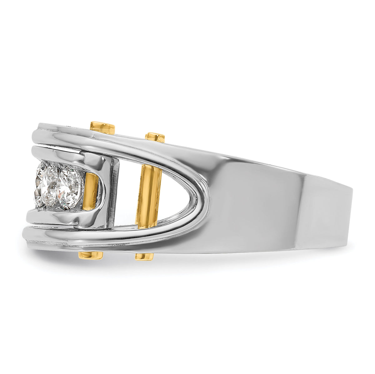 14k Two-tone 1 ct Lab Grown Diamond VS/SI+ G+ 5 Stone Complete Men's Ring-B64088