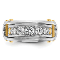 14k Two-tone 1 ct Lab Grown Diamond VS/SI+ G+ 5 Stone Complete Men's Ring-B64088