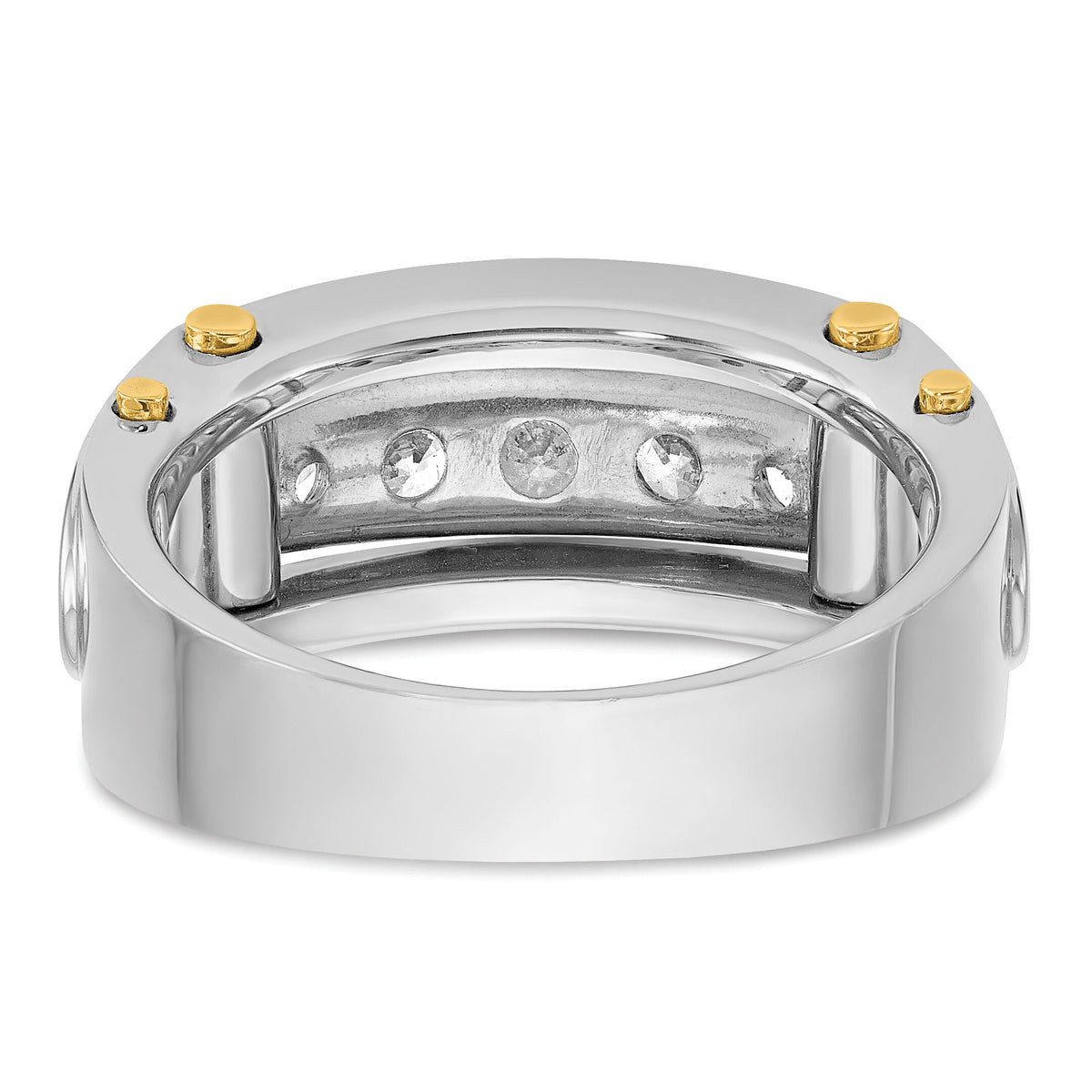 14k Two-tone 1 ct Lab Grown Diamond VS/SI+ G+ 5 Stone Complete Men's Ring-B64088