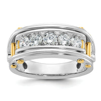 14k Two-tone 1 ct Lab Grown Diamond VS/SI+ G+ 5 Stone Complete Men's Ring-B64088