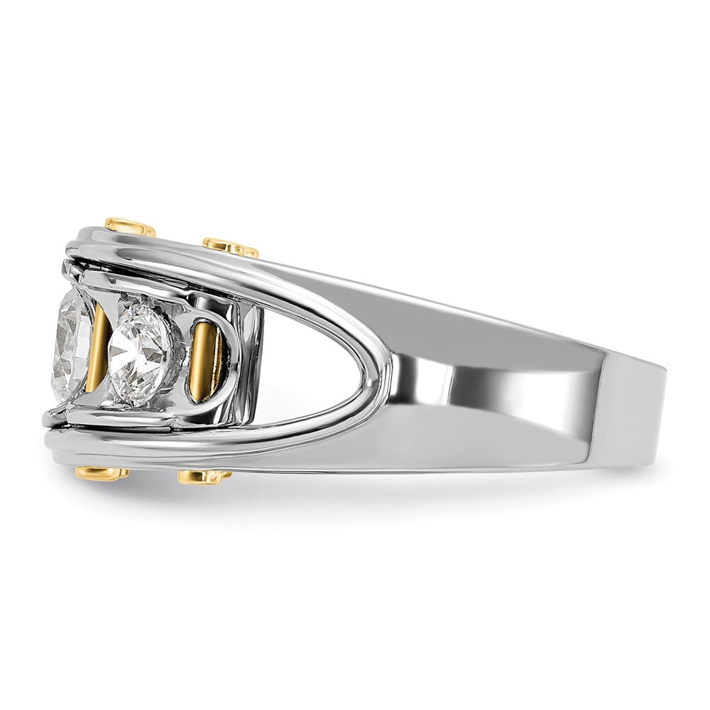 IBGoodman 14k Two-tone Men's Polished 3-Stone 1 Carat AA Quality Diamond Ring-B64091-4WYAA