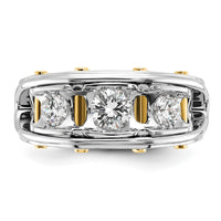 IBGoodman 14k Two-tone Men's Polished 3-Stone 1 Carat AA Quality Diamond Ring-B64091-4WYAA