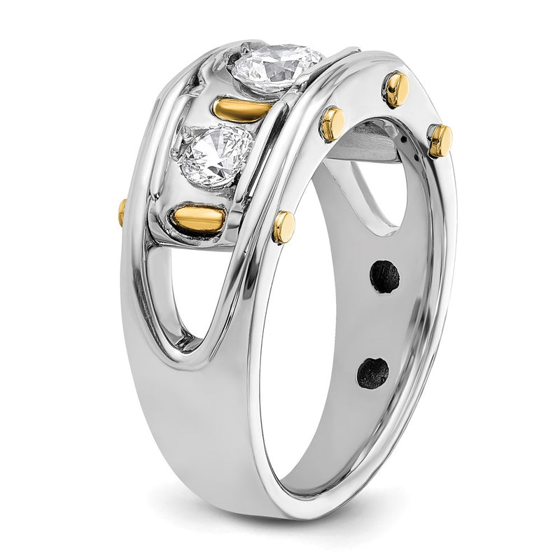 IBGoodman 14k Two-tone Men's Polished 3-Stone 1 Carat AA Quality Diamond Ring-B64091-4WYAA