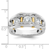 IBGoodman 14k Two-tone Men's Polished 3-Stone 1 Carat AA Quality Diamond Ring-B64091-4WYAA