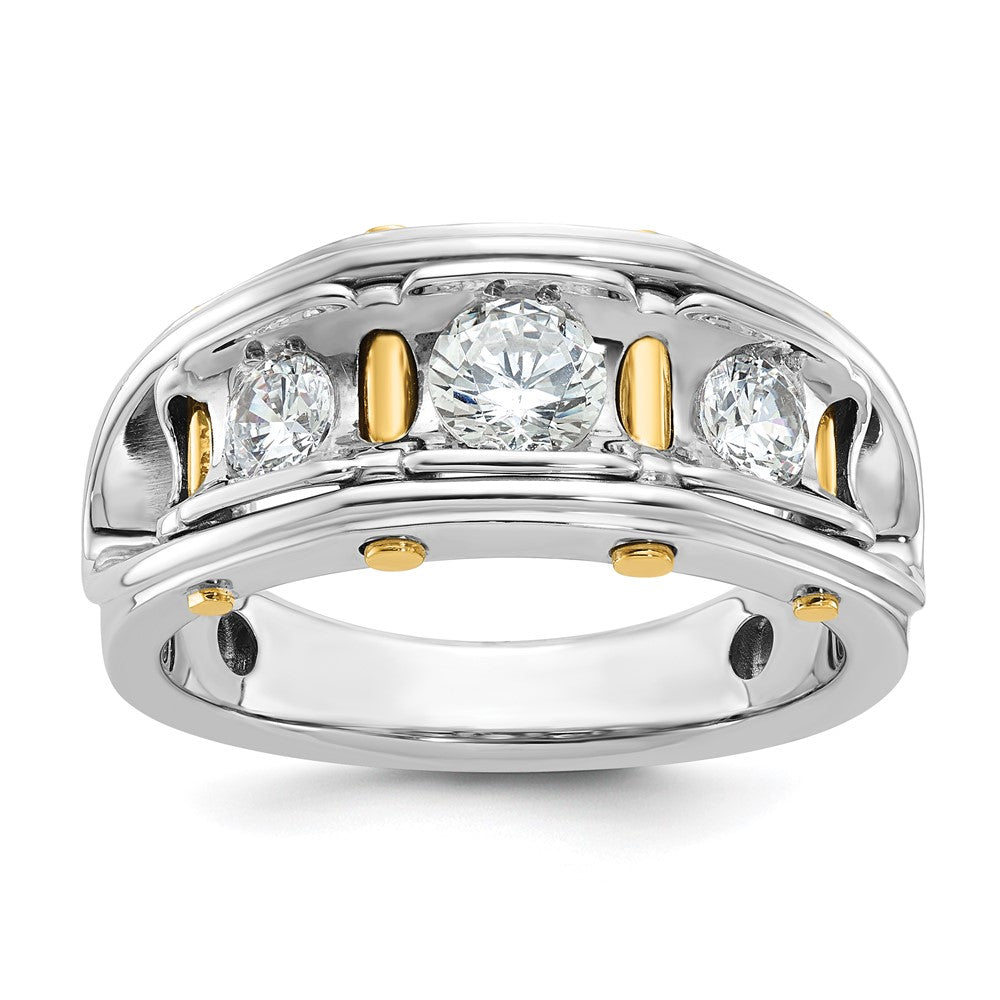 IBGoodman 14k Two-tone Men's Polished 3-Stone 1 Carat AA Quality Diamond Ring-B64091-4WYAA